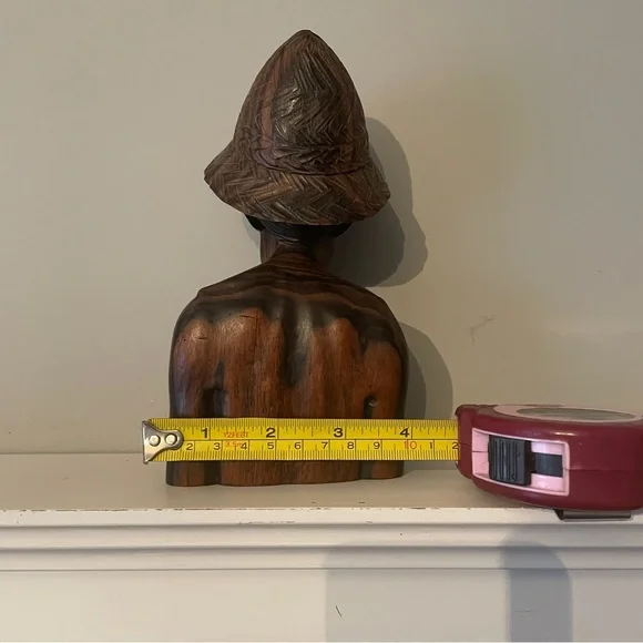 VTG 7” Wood Sculpture Fisherman Old Man Bust